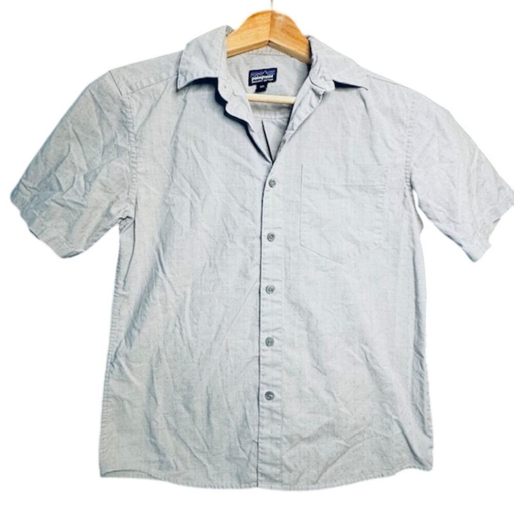 Patagonia Shirt Men's or Womens Sz XX Small Pale Blue Short Sleeve Button Up